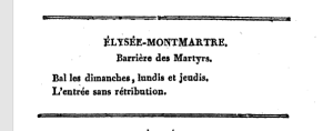 Guide book listing for Élysée-Montmartre (1834)