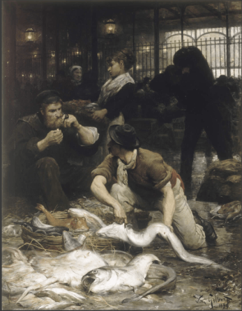 Un coin de la Halle aux poissons le matin, by Victor-Gabriel Gilbert (1880)